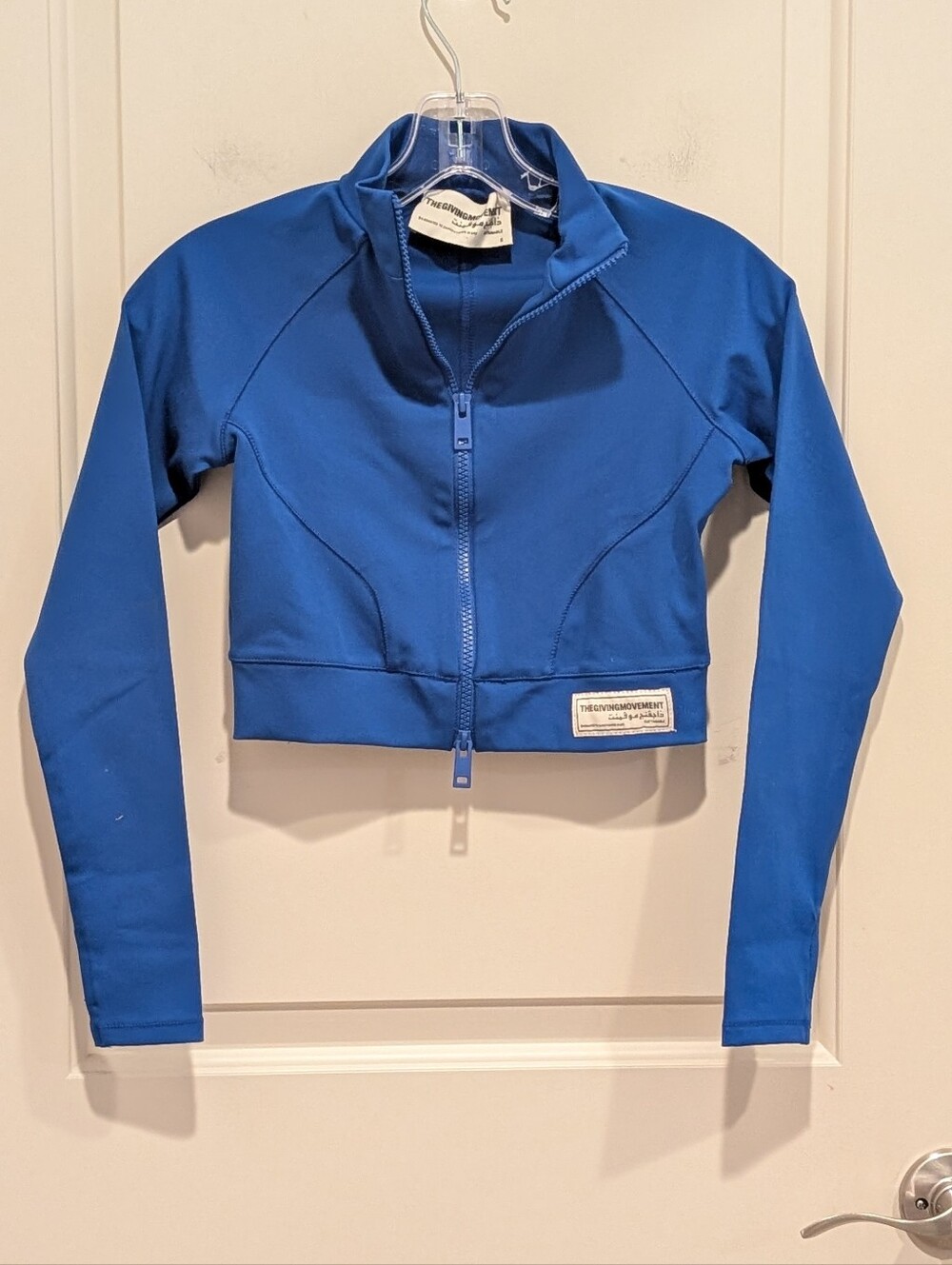 NWOT THE GIVING MOVEMENT X YOOX Cropped Royal Blue Zip-Up Yoga Jacket Small